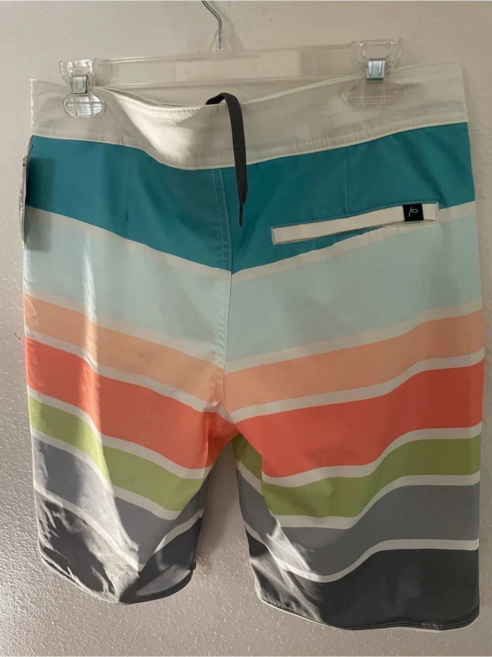 art class Men's Teal Coral Gray Striped Swim Board Shorts